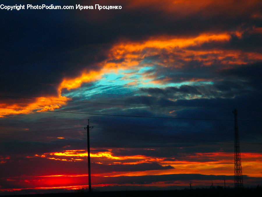 Dawn, Dusk, Red Sky, Sky, Sunrise, Sunset, Azure Sky