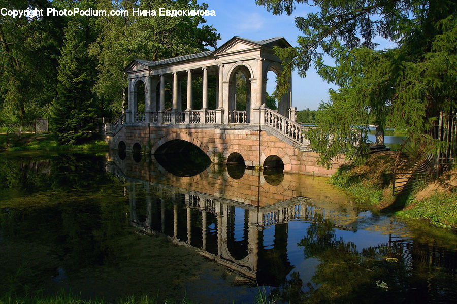 Gazebo, Outdoors, Pond, Water, Architecture, Bell Tower, Clock Tower