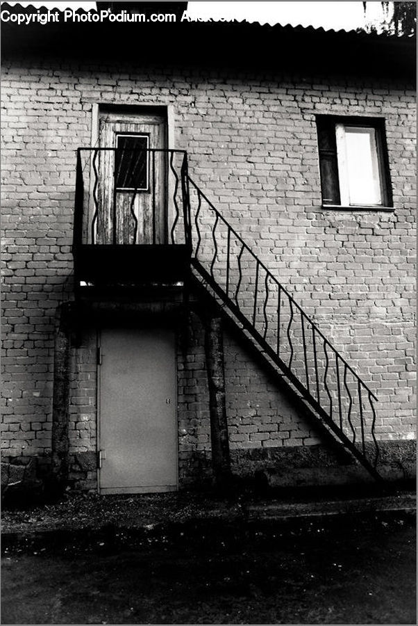 Brick, Fence, Wall, Window, Alley, Alleyway, Road