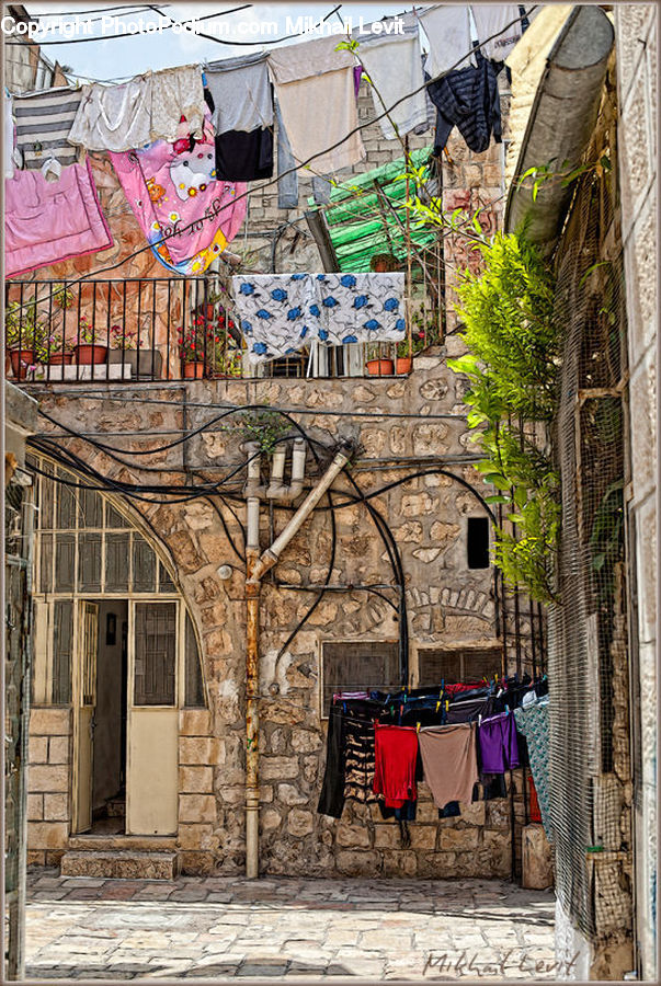 Alley, Alleyway, Road, Street, Town, Fence, Wall