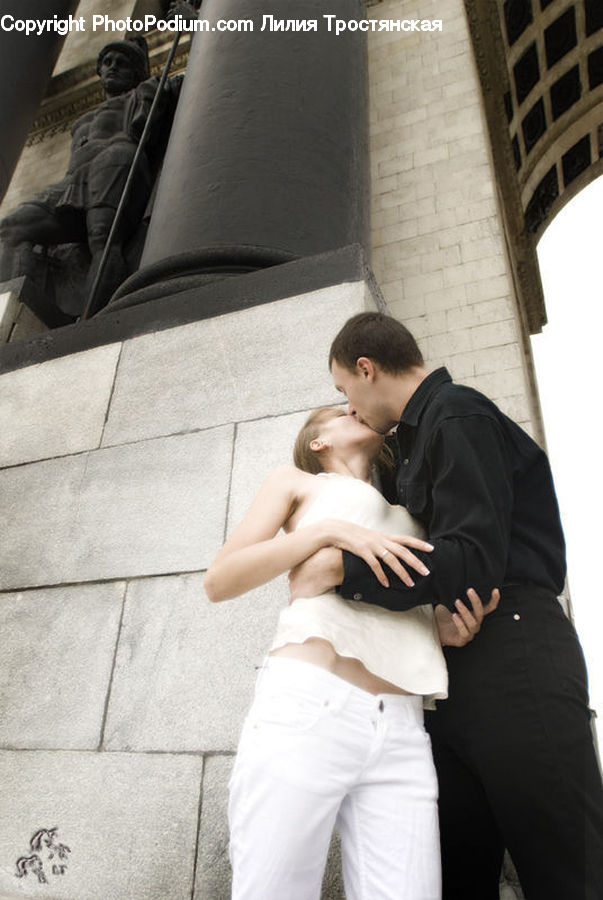 People, Person, Human, Hug, Kiss, Brick, Art