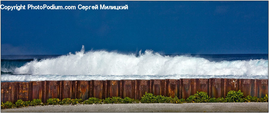 Coast, Outdoors, Sea, Water, Sea Waves, Field, Grass