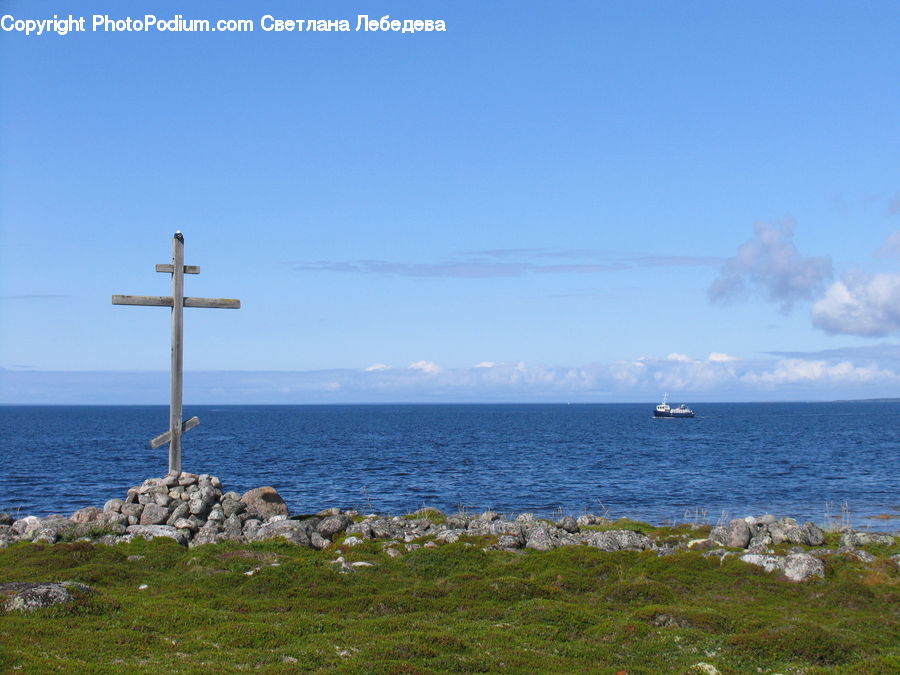 Cross, Coast, Outdoors, Sea, Water, Beacon, Building