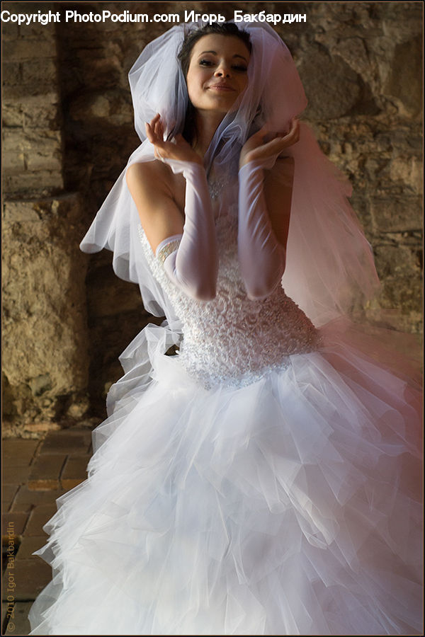 People, Person, Human, Evening Dress, Gown, Veil, Robe