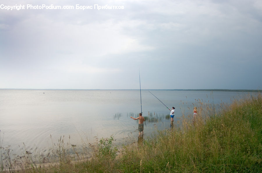 Fishing, Field, Grass, Grassland, Plant, Landscape, Nature