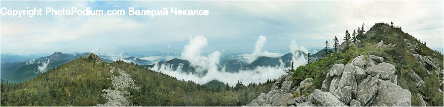 Alps, Crest, Mountain, Peak, Outdoors, Fog, Rock