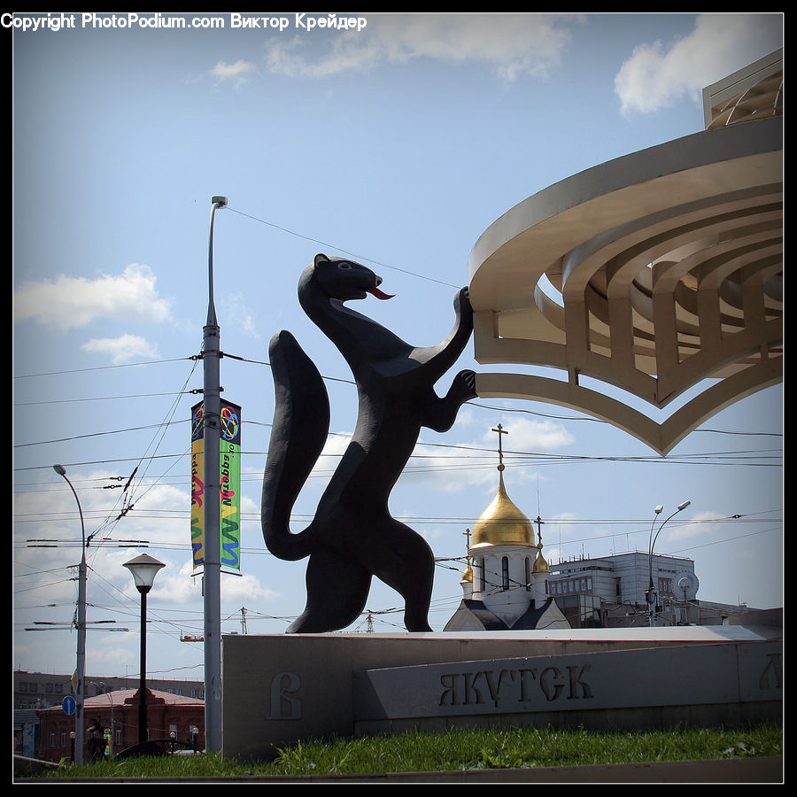 Art, Sculpture, Statue, Train, Vehicle, Building, Office Building