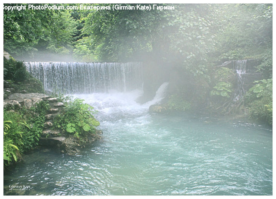 Algae, Outdoors, River, Water, Waterfall, Plant, Vegetation