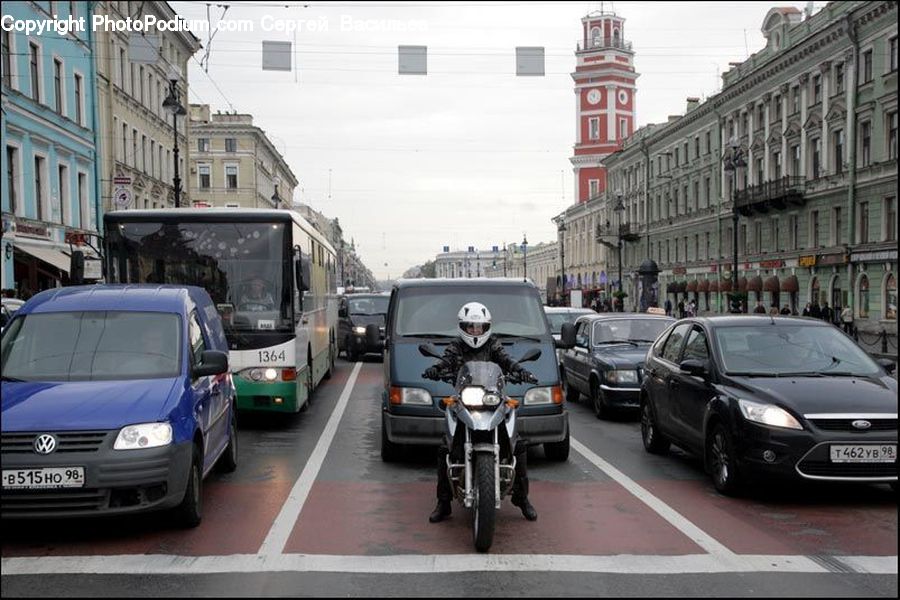 Motor, Motorcycle, Vehicle, Bus, Architecture, Bell Tower, Clock Tower