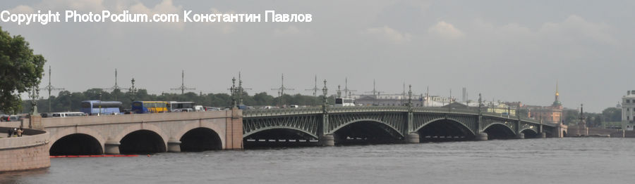 Bridge, City, Downtown, Urban, Road