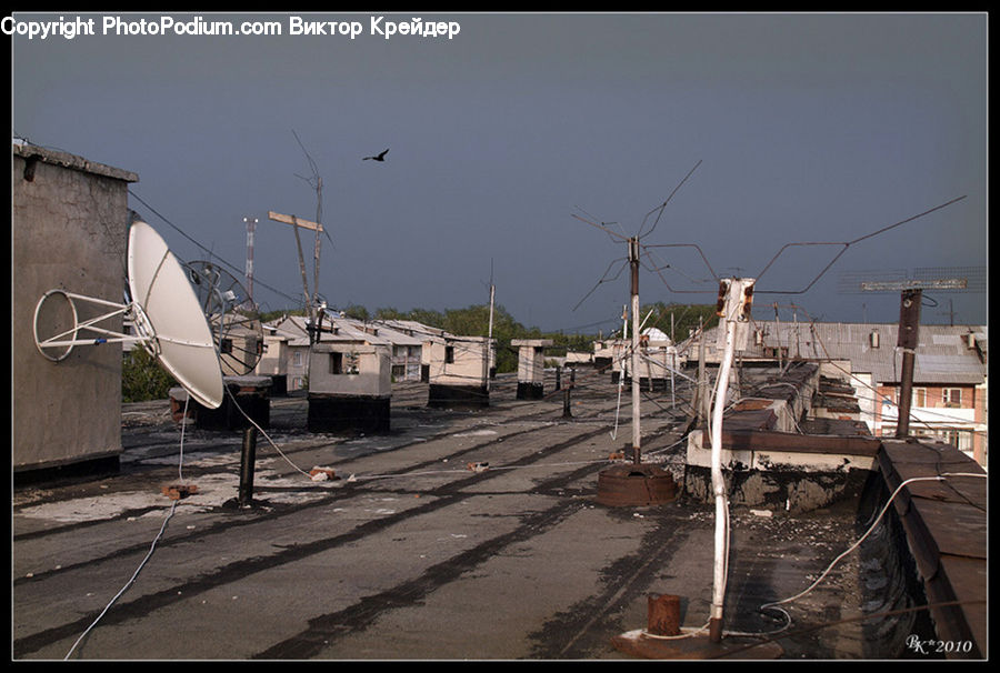Antenna, Boat, Dinghy, Downtown, Slum, Rubble, Ground