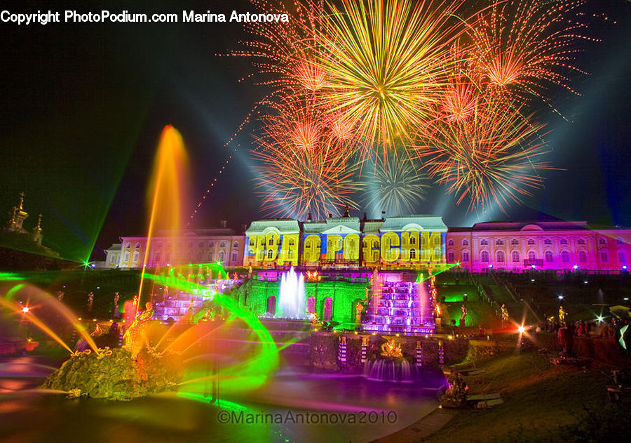 Fireworks, Night, Lighting, Outdoors, City, Downtown, Carnival