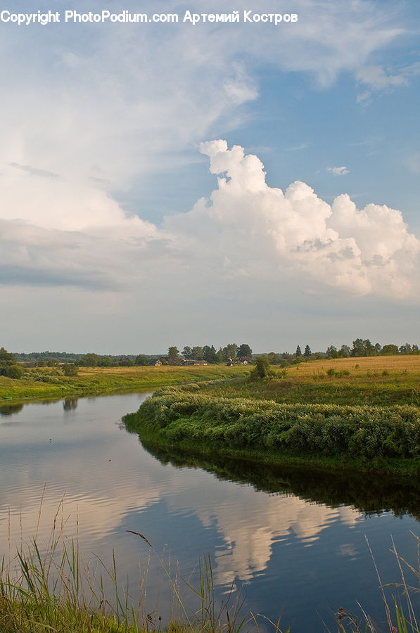 Cloud, Cumulus, Sky, Field, Grass, Grassland, Land