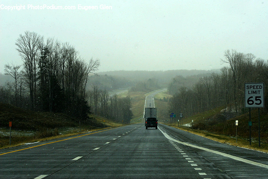 Freeway, Road, Highway, Dirt Road, Gravel, Fog