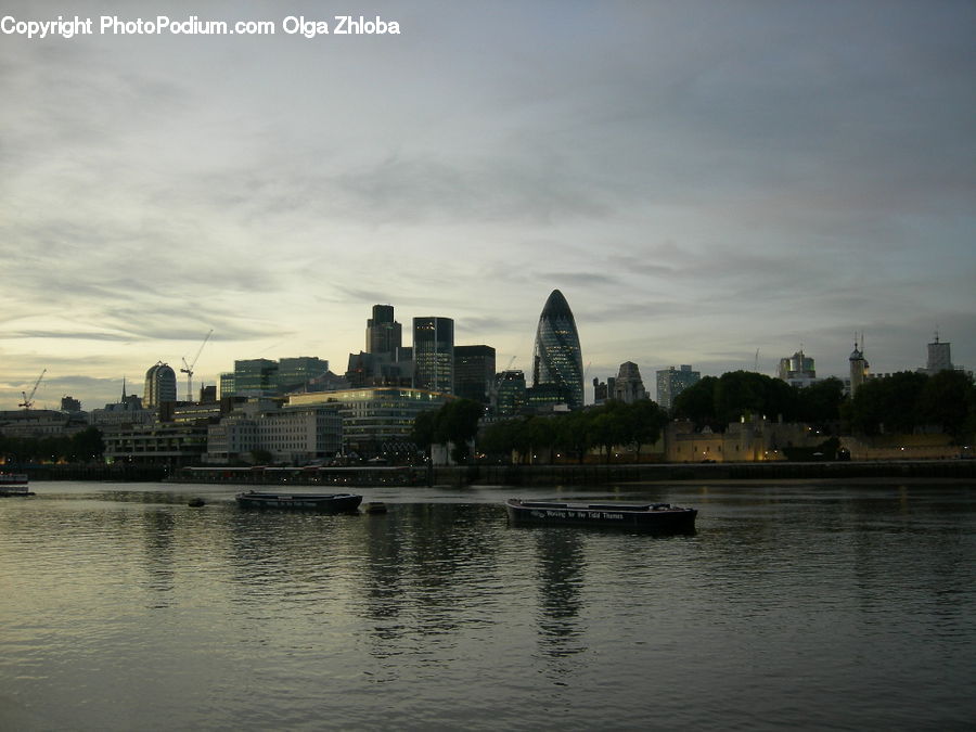 Boat, Watercraft, Waterfront, City, Downtown, Metropolis, Urban