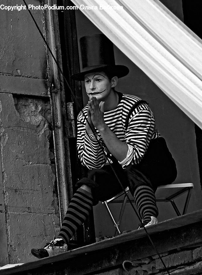 Human, People, Person, Clown, Mime, Performer, Chair
