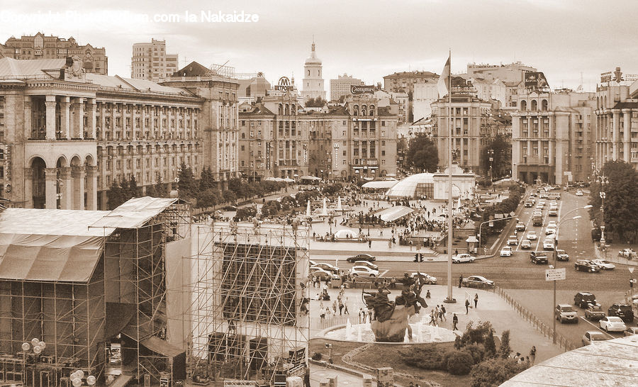 Construction, City, Downtown, Architecture, Court, Plaza, Town Square