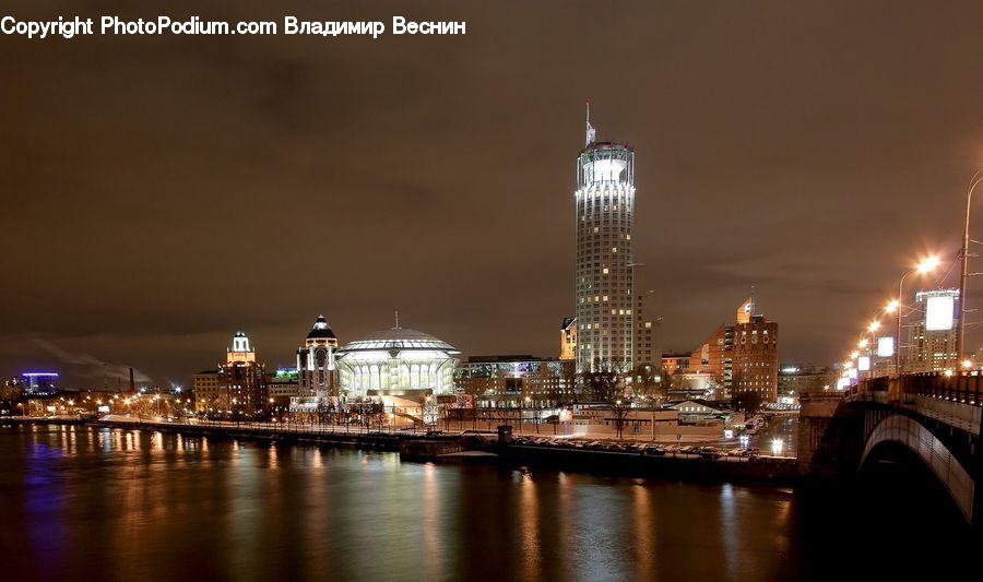 Bridge, City, Downtown, Metropolis, Urban, Architecture, High Rise