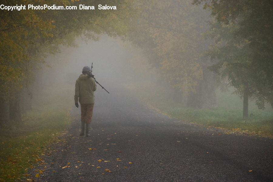 Dirt Road, Gravel, Road, Fog, Mist, Outdoors, Battleship