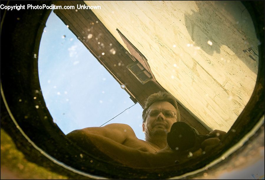 Hole, Fisheye, Face, Person, Portrait, Car Mirror