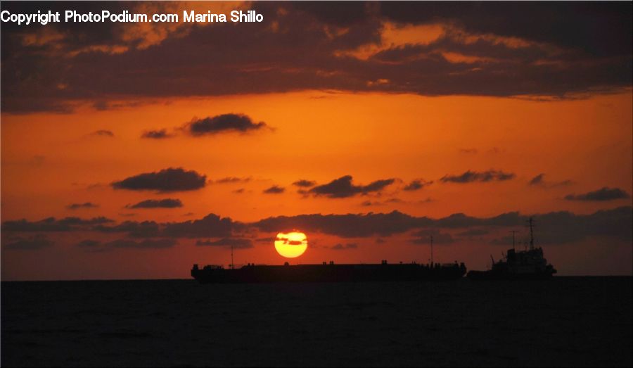 Dawn, Dusk, Red Sky, Sky, Sunrise, Sunset, Boat