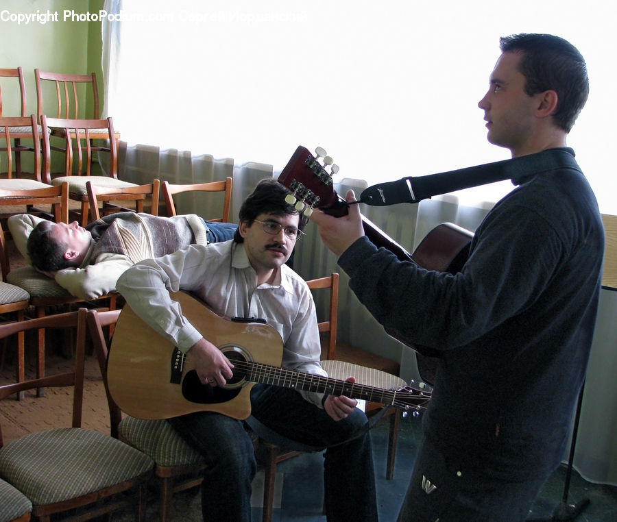 Human, People, Person, Chair, Furniture, Guitar, Guitarist
