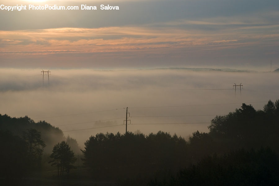 Dawn, Dusk, Sky, Sunrise, Sunset, Red Sky, Fog