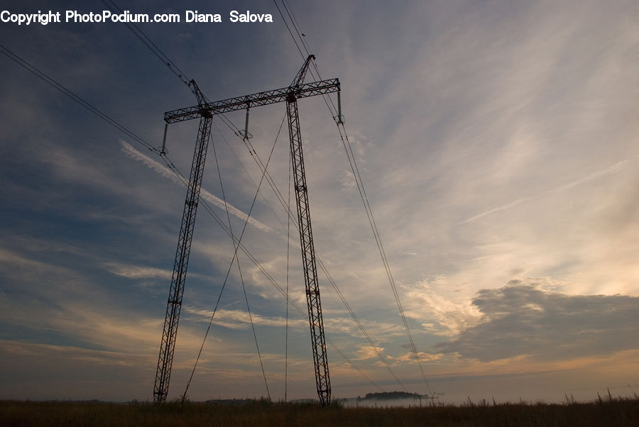 Cable, Electric Transmission Tower, Power Lines