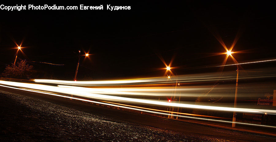 Night, Outdoors, Asphalt, Tarmac, Light, Freeway, Road