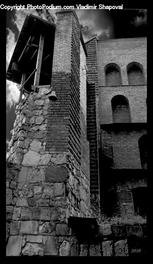 Brick, Fireplace, Hearth, City, Downtown, Urban, Building