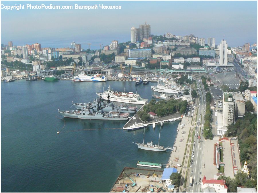 Boat, Watercraft, Aerial View, Dock, Port, Waterfront, City