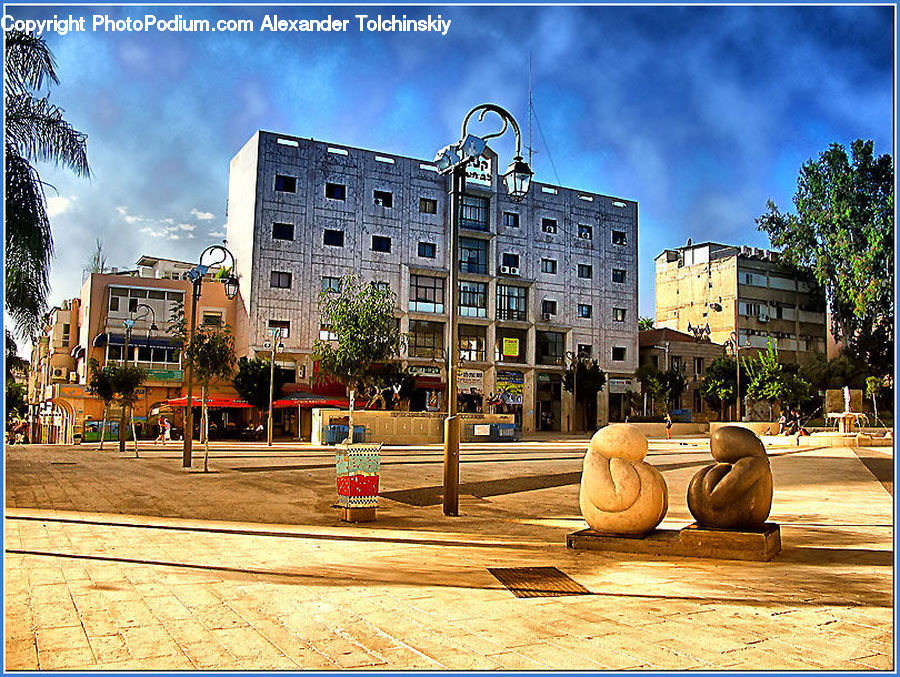Architecture, Downtown, Plaza, Town Square, Shop, Plant, Potted Plant