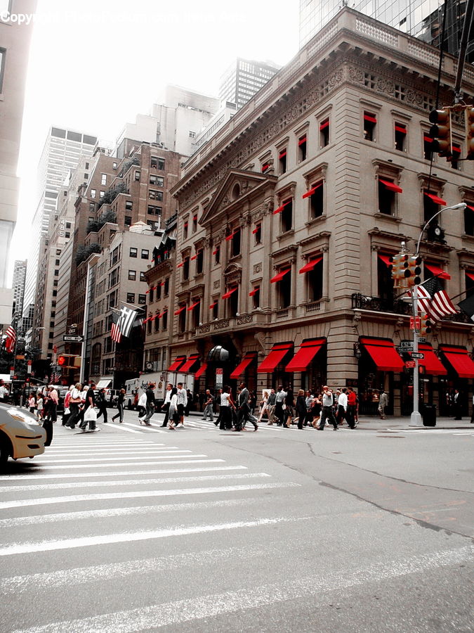 Road, Street, Town, Lantern, Intersection, Building, City