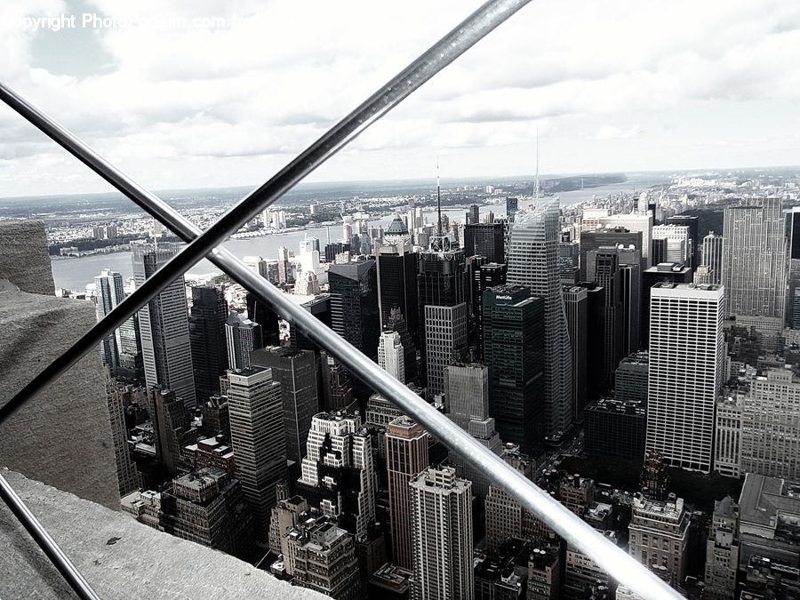 City, Downtown, Railing, Urban, Building, High Rise, Metropolis