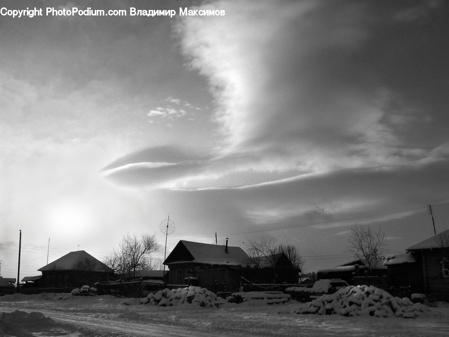 Outdoors, Storm, Weather, Barn, Building, Countryside, Cottage