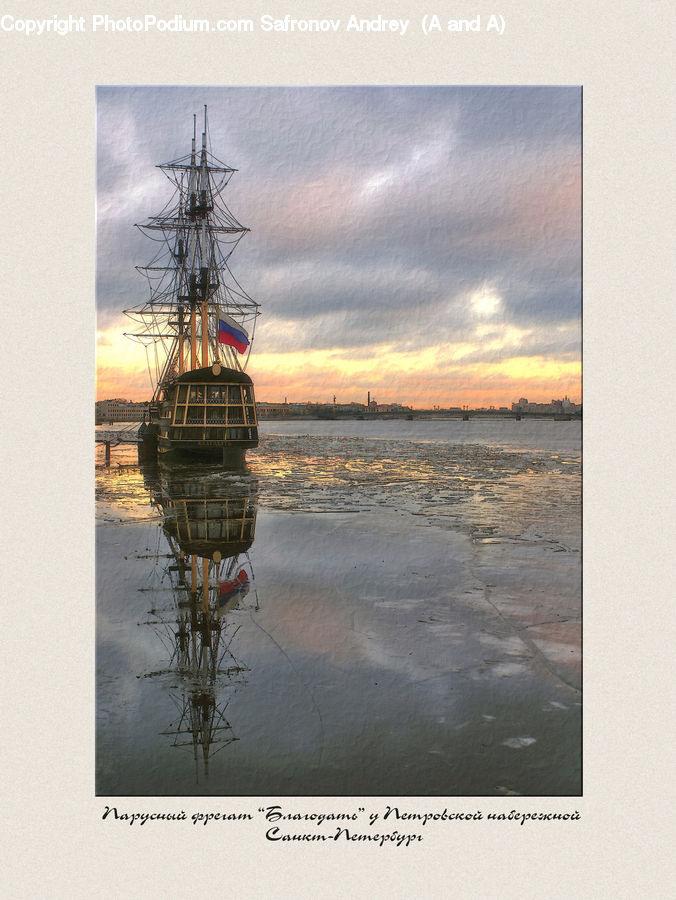 Collage, Poster, Light Fixture, Ship, Vessel, Transportation, Art