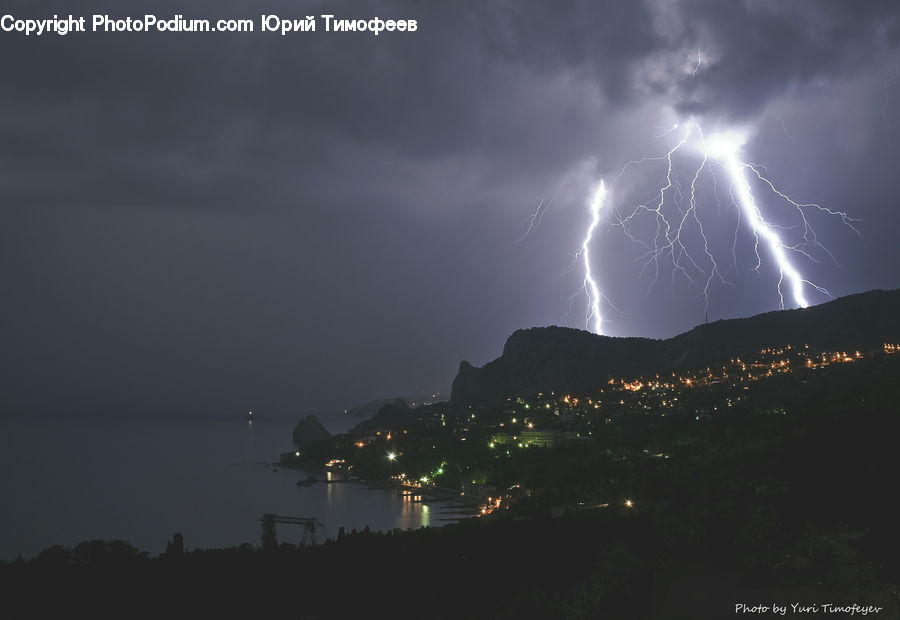 Light, Lightning, Weather, Outdoors, Storm, Thunderstorm, City