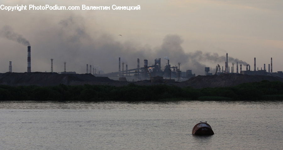 Factory, Refinery, City, Downtown, Fog, Pollution, Smog