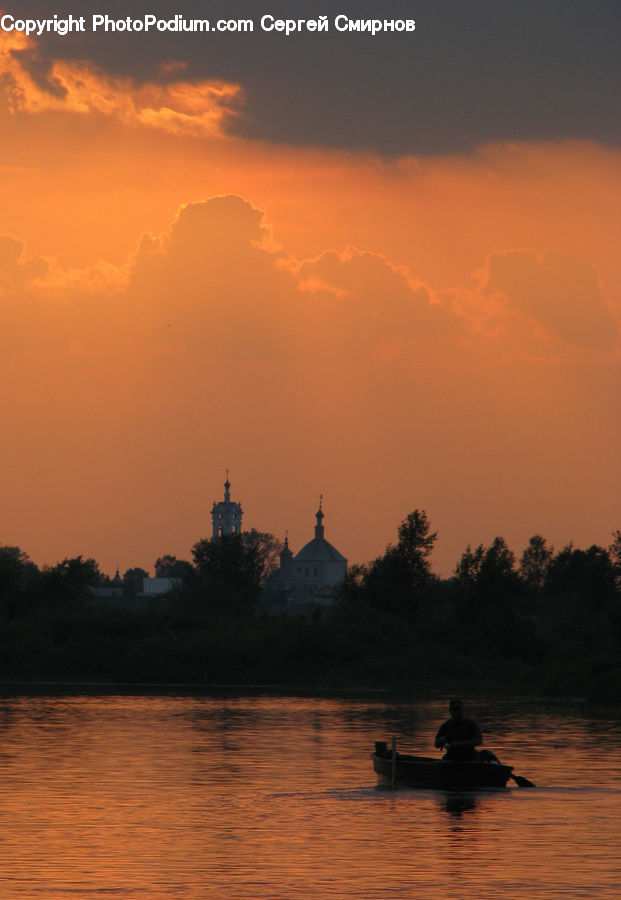 Dawn, Dusk, Red Sky, Sky, Sunrise, Sunset, Boat