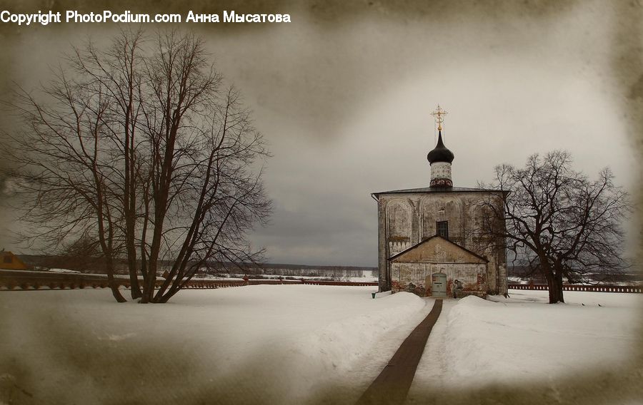 Architecture, Church, Worship, Ice, Outdoors, Snow, Building