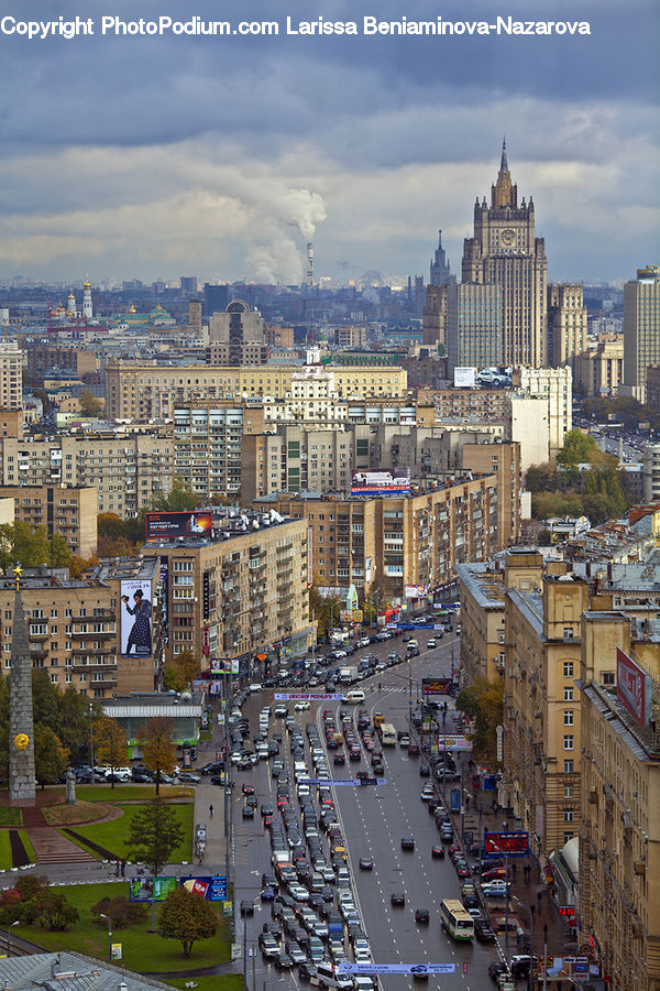 Aerial View, City, Downtown, Metropolis, Urban, Building, High Rise
