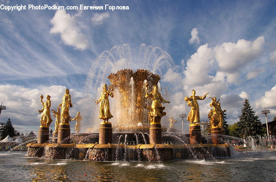 Fountain, Water, Art, Sculpture, Statue