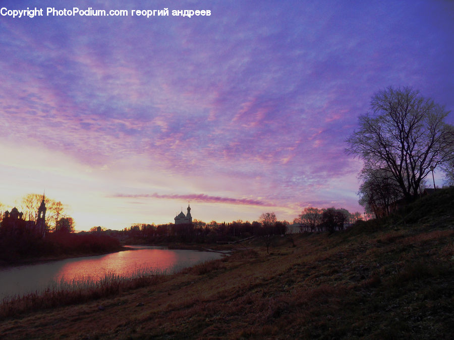 Dawn, Dusk, Red Sky, Sky, Sunrise, Sunset, Field