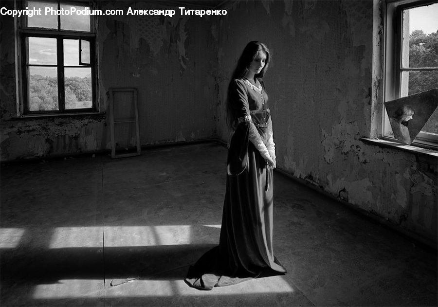 People, Person, Human, Window, Robe, Female, Alley