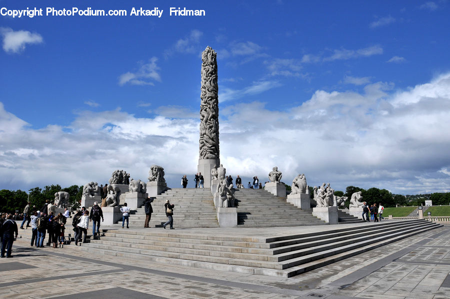 Monument, Architecture, Downtown, Plaza, Town Square, Crowd, Column
