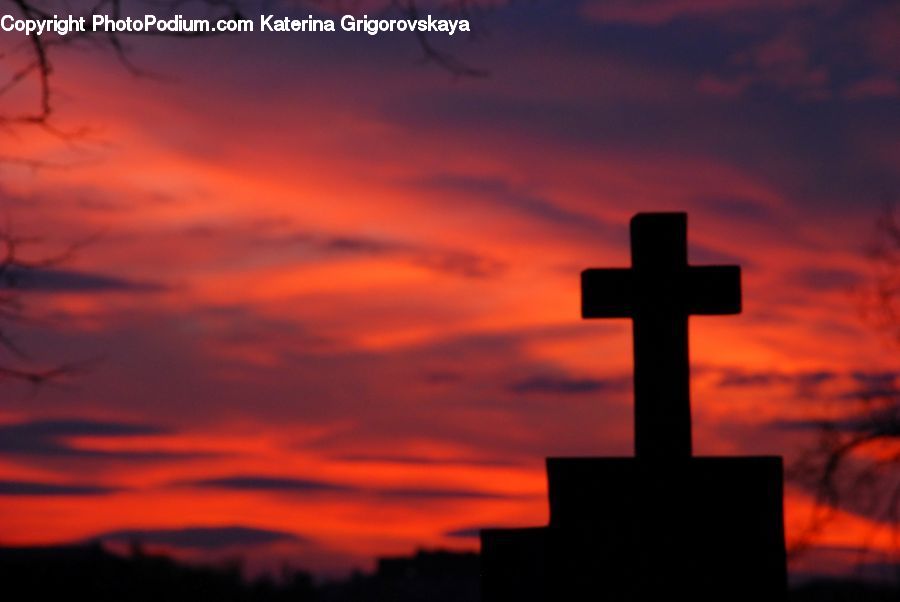 Cross, Dawn, Dusk, Red Sky, Sky, Sunrise, Sunset