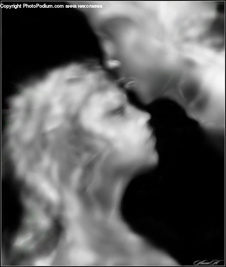 Smoke, Hug, Kiss, Person, Portrait, Selfie