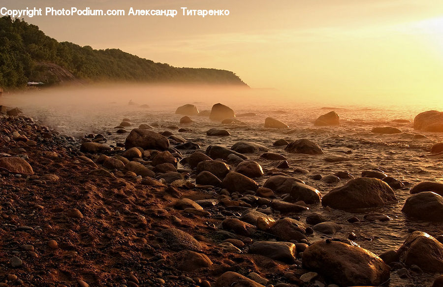 Dawn, Dusk, Sky, Sunrise, Sunset, Rock, Coast