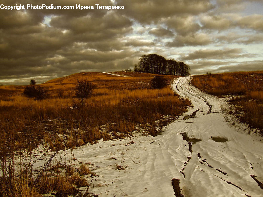 Dirt Road, Gravel, Road, Grassland, Mound, Landscape, Nature