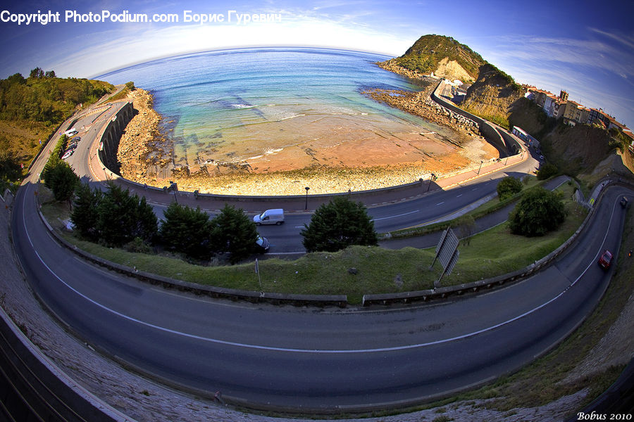 Coast, Outdoors, Sea, Water, Asphalt, Tarmac, Road